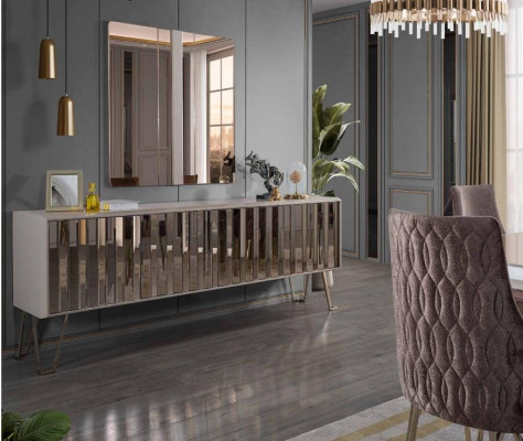 Designer Braun Sala da pranzo Set tavolo e sedie Tavolo 4 sedie 7 pezzi nuovo