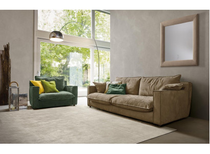 Set di divani 3 + 1 posti in pelle di lusso per soggiorno con divani e poltrone.