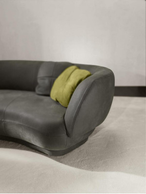 Divano in tessuto 3 posti in pelle imbottita Moderno Relax Seduta Mobili di lusso Divano ad angolo rotondo