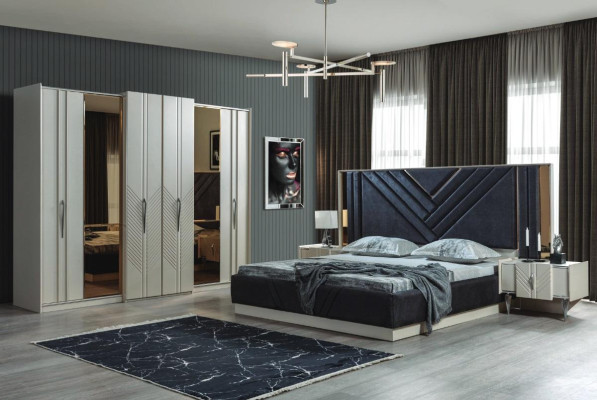 Camera da letto Letto Armadio Abat-jour in legno Set