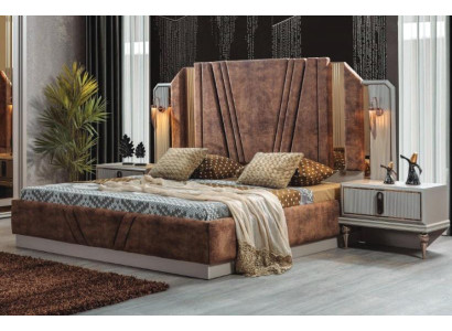 Beige Lussuoso set da letto 2x comodini camera da letto Mobili design 2pz.