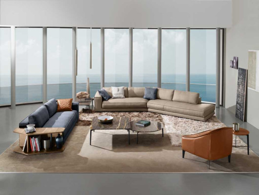 Divani Mobili da camera Tre posti Design Divano letto a tre posti Divano imbottito Blu Prianera