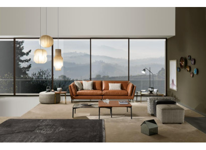 Divano 3 posti marrone design di lusso mobili soggiorno in pelle stile Prianera nuovo