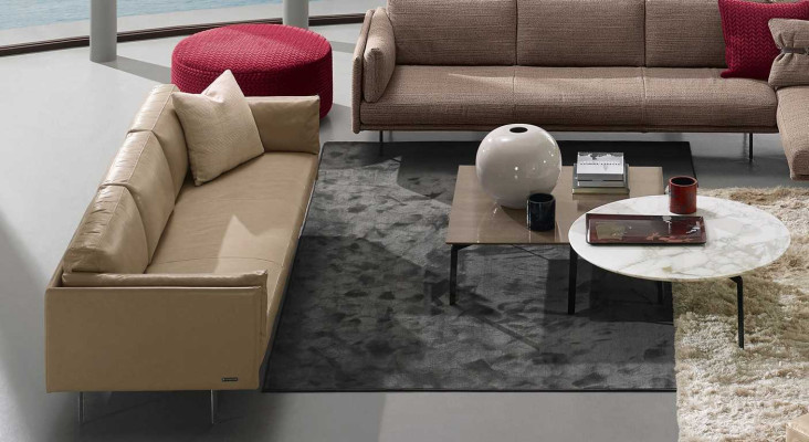 Divano a tre posti di lusso Prianera Relax Beige in pelle.