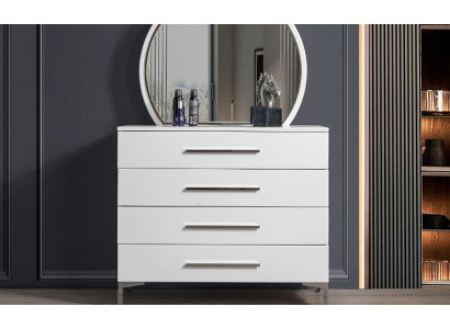 Elegante set da camera da letto Letto matrimoniale grigio Comodini in legno 5 pezzi