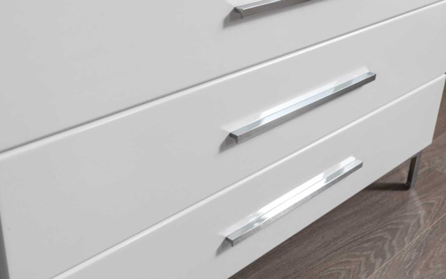 Elegante set da camera da letto Letto matrimoniale grigio Comodini in legno 5 pezzi