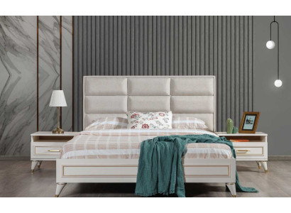 Grande set camera da letto con letto matrimoniale, toeletta, sgabello, specchio - 6 pezzi.