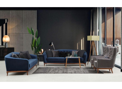 Chesterfield set di divani, divano di lusso 4+3+1 posti in tessuto.