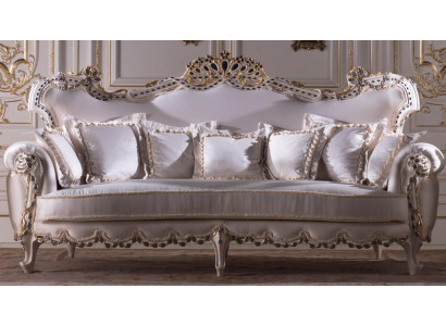 Classico divano a tre posti componibile in tessuto stile barocco.
