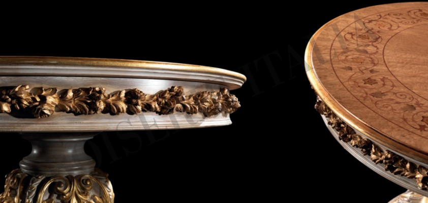 Tavoli da pranzo Tavoli Arredamento rotondo Tavolo da pranzo di lusso Tavolo rotondo in legno massiccio stile Barocco italiano