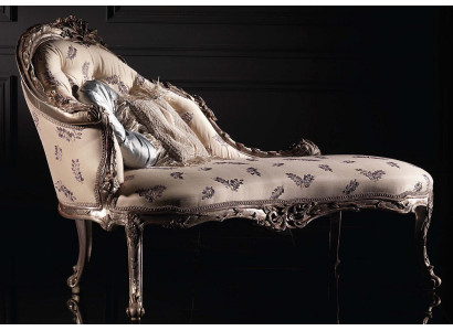 Chaiselongue di lusso Liege soggiorno Chaiselounge Relax Banca in legno massello Nuovo