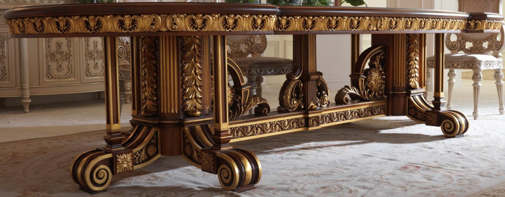 Tavolo da pranzo foglia d'oro sala da pranzo legno tavolo classico mobili italiani.