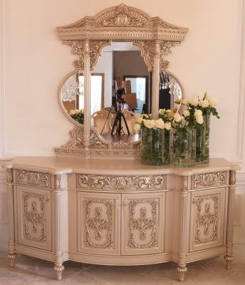 Comò credenza Comodini Specchio Set in legno vero Mobili italiani in stile antico