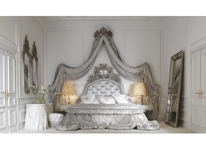 Letto Chesterfield Argento Lussuoso Letto Camera da Letto Italiano Design Mobili Nuovi