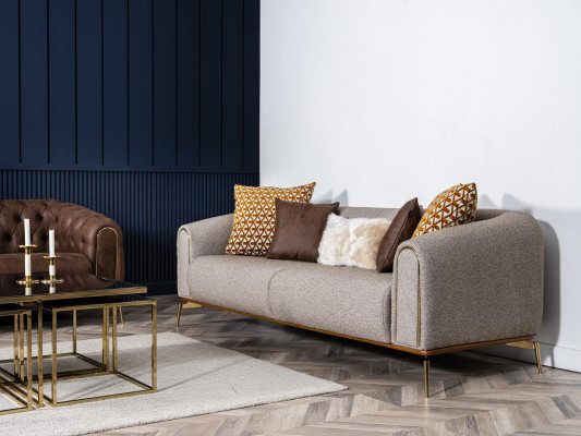 Sofà set 3 posti divano nuovo grigio design di lusso 3 pezzi soggiorno