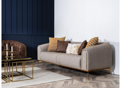 Sofà set 3 posti divano nuovo grigio design di lusso 3 pezzi soggiorno