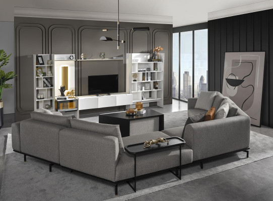 Tavolino da salotto Arredamento da soggiorno Mobili da lusso Materiale legno Moderno Design grigio