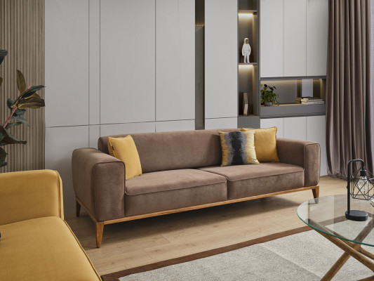 Set di divani 3 posti 431 Design divani imbottiti Cuscini Tessuto Lusso Nuovo