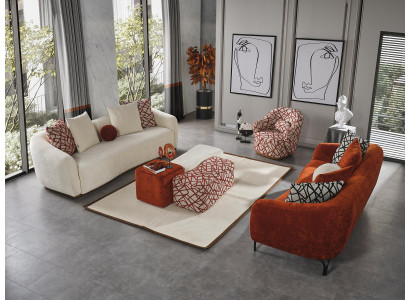 Set di divani 41 posti a sedere con 3 pouf 5 pezzi Design Salotto Set Completo