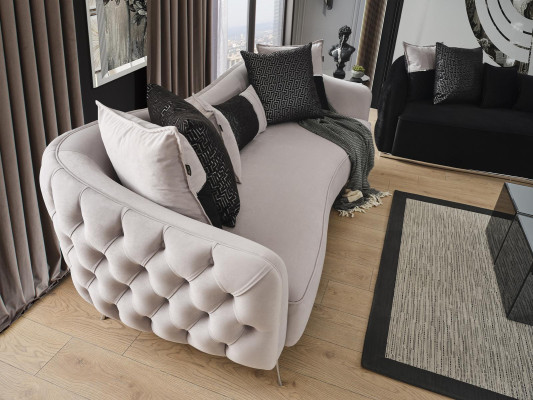 Set di divani 3 posti con tavolino, set completo di design per soggiorno.