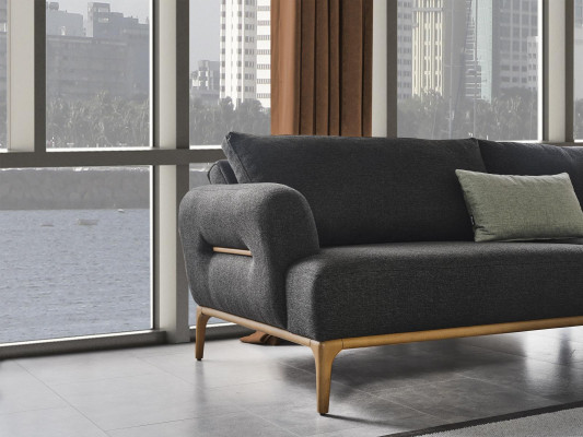 Sofà 4 posti 2 pouf Set completo Composizione per soggiorno 4 pezzi