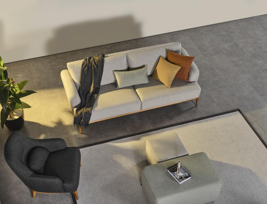 Sofà 4 posti 2 pouf Set completo Composizione per soggiorno 4 pezzi