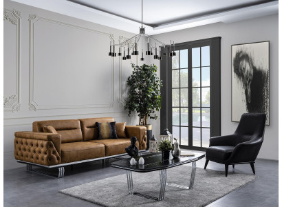 Divano soggiorno composizione 3+1 posti divano in ecopelle.