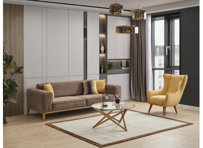 Set divano per soggiorno 3+1 posti design imbottito moderno