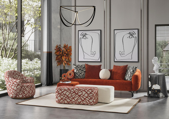 Divano 3 posti design per soggiorno, divani imbottiti, design moderno, mobili nuovi.