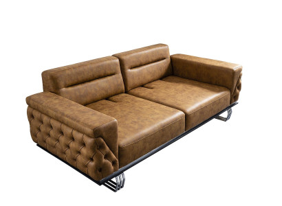 Divano 3 posti soggiorno design mobili stile moderno nuovo marrone lusso