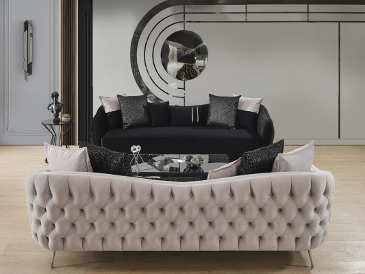 Divano 4 posti di lusso design di lusso, nuovo, nero, per soggiorno.