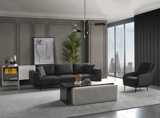 Poltrona soggiorno moderna design tessuto nuovo grigio lusso lounge club