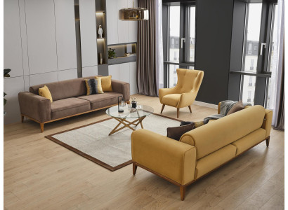 Poltrona design soggiorno divano lusso lounge imbottito club discoteca giallo