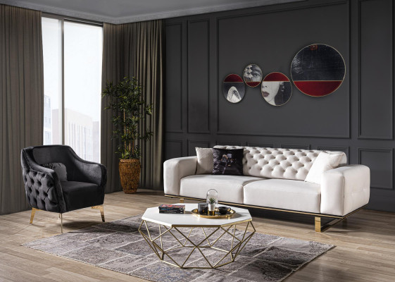 Poltrona soggiorno design imbottito moderni divani tessuto nuovo lusso nero.