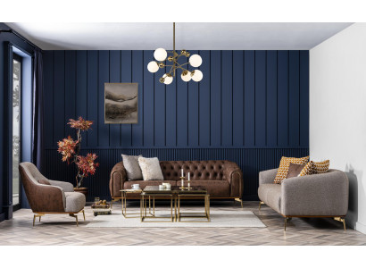 Sofà set 3 posti divano nuovo grigio design di lusso 3 pezzi soggiorno