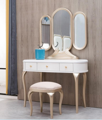 Tavolo da toeletta con specchio Console di lusso Comò Sgabello Set completo