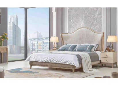 Lusso Moderno Letto 2 Comodini Letti Struttura Letto in Legno Camera da Letto Argento Nuovo
