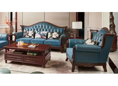 Chesterfield classico set di divani in pelle stile barocco rococò 3+1.