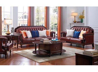 Nordstati divano americano 3 + 2 posti Chesterfield in pelle.