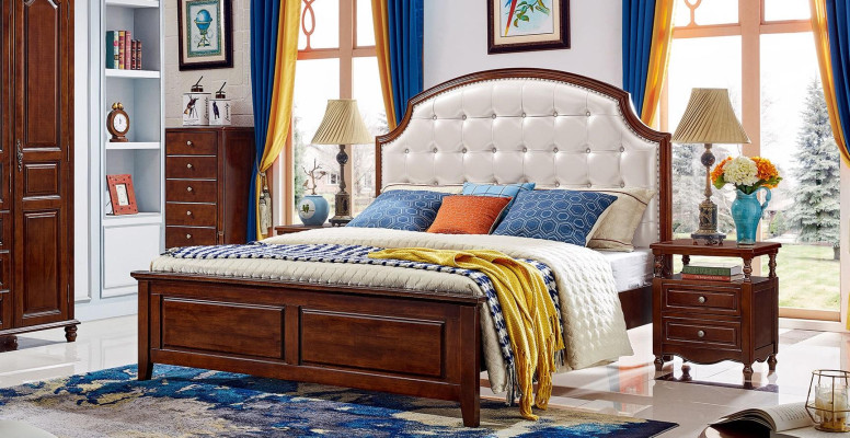 Set di lusso 3 pezzi. Letto con 2 comodini Camera da letto Letti in legno Struttura letto