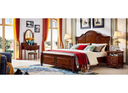 Letto di design Mobili di lusso 2x comodini Set camera da letto 3 pezzi