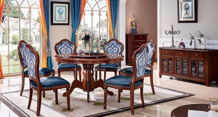 Sala da pranzo Tavoli rotondi Tavolo da pranzo Design Tavolo Mobili Legno massello Lusso