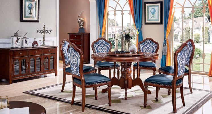 Completo set da pranzo in legno sedie gruppo da pranzo mobili di lusso 6.