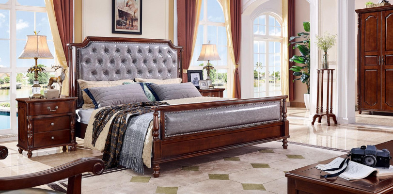 Camera da letto Letto Comodino Letti Legno Gruppo Design Doppio Set 3 pezzi.