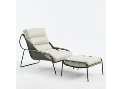 Poltrona + Pouf Set Relax di lusso, mobilio monoposto, Sedia Poggiapiedi 2 pezzi.