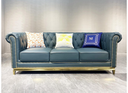 Chesterfield Divano Letto Divano Mobili a Tre Posti Tessuto in Acciaio Inox