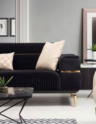 Set di divani di lusso divano poltrona gruppo divani 3+3+1 poltrona 3 pezzi velluto.