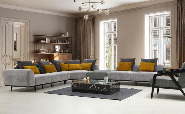 Poltrona da salotto in tessuto di poliestere di stile moderno e design di lusso.