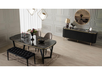 Moderno set da pranzo da 8 pezzi, tavolo da pranzo 4 sedie credenza specchio panca nuovo