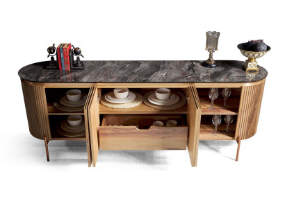 Set da sala da pranzo elegante composto da credenza e specchio Novità 2 pezzi.